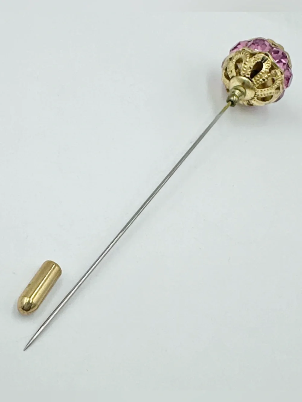 Vintage Pink Rhinestone Hat Stick Pin